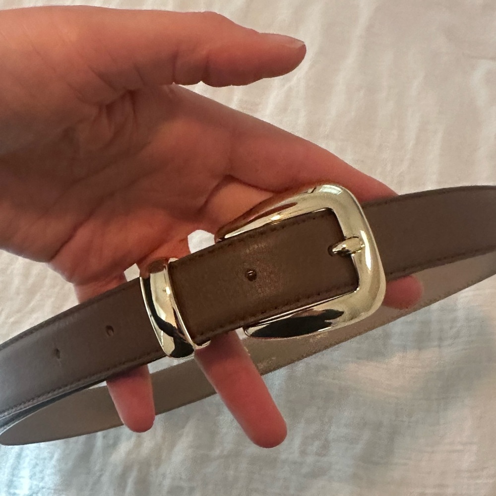 NWOT B-Low the Belt Marc Belt Brown Taupe Leather Belt with Gold Accents - Picture 9 of 12